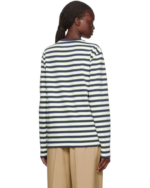 Maison Kitsuné Black Multicolor Striped Long Sleeve T-shirt