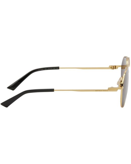Bottega Veneta Black Gold Split Pilot Metal Sunglasses