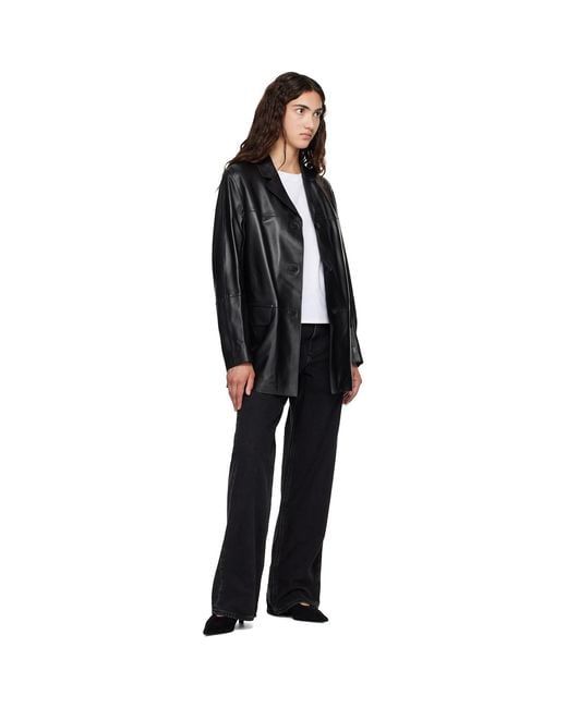 Loulou de Saison Black Nari Straight Leather Jacket