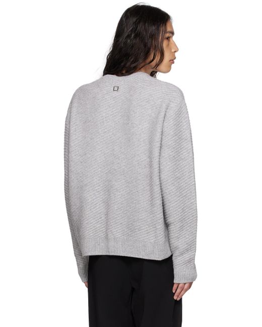 Wooyoungmi Gray Diagonal Sweater for men