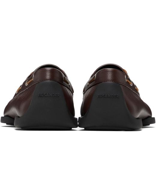 Jil Sander Black Calfskin Boat Shoes for men