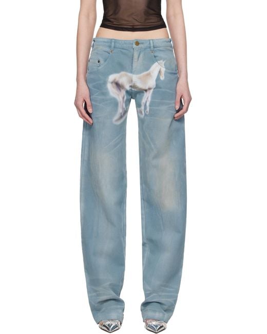 Mowalola Blue Miss Sixty Edition Air Spray Straight Leg Jeans