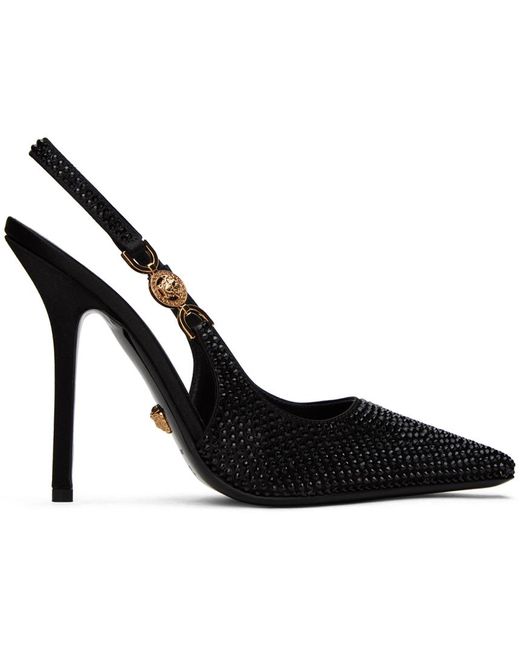 Versace Black Crystal Medusa '95 Slingback Heels