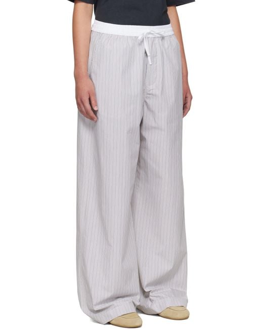Acne White Striped Heavy Poplin Trousers