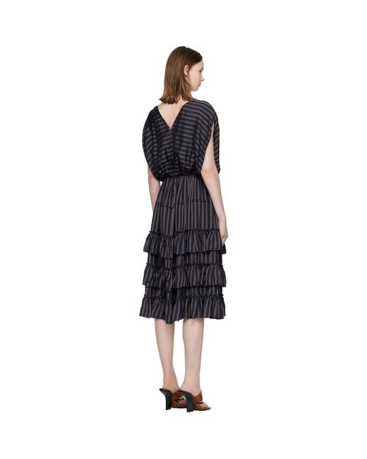 Dries Van Noten Black Ruffled Midi Dress