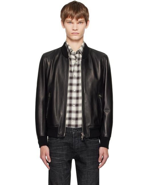 Tom Ford Black Shiny Nappa Plonge Leather Jacket for men