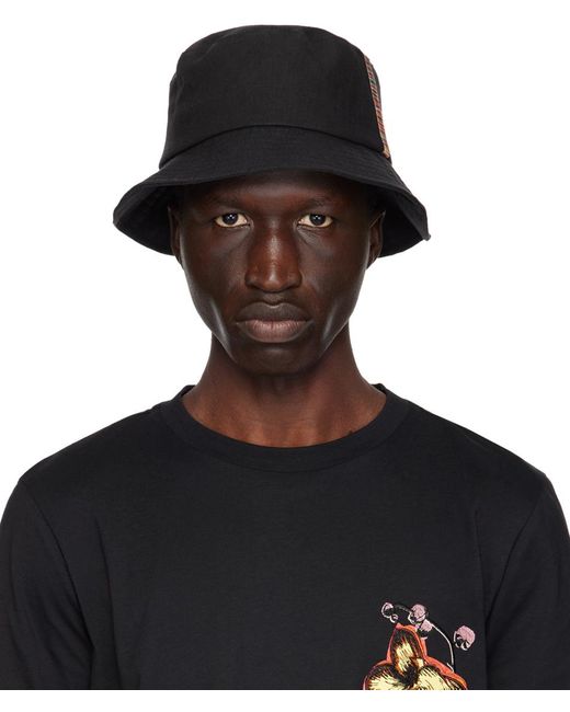 Chapeau bob noir en lin à garniture à rayures emblématiques Paul Smith pour homme en coloris Black