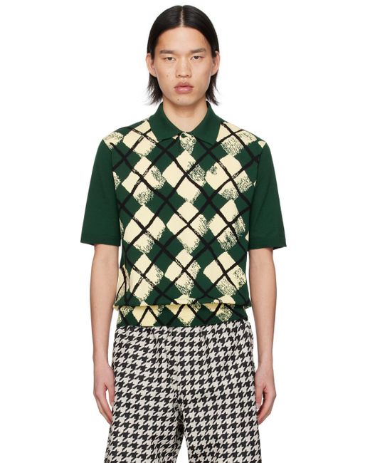 Burberry Green Pattern Polo for men