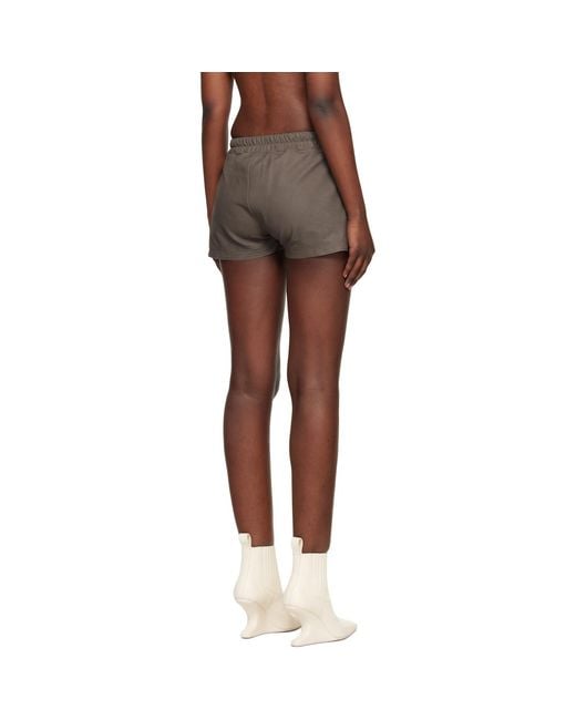 Rick Owens Black Taupe Fog Boxer Leather Shorts
