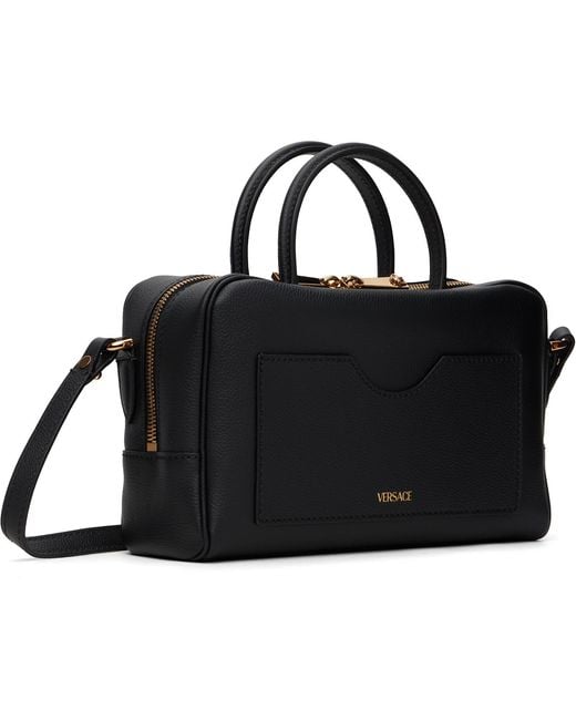 Versace Black 'la Medusa' Leather Boston Bag