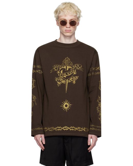Jean Paul Gaultier Black Brown Glitter Long Sleeve T-shirt for men