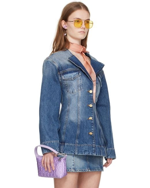 Ganni Sparkle Denim Blazer in Blue | Lyst Ganni Sparkle Denim Blazer in Blue | Lyst