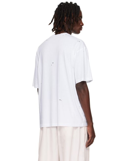 メンズ Acne ホワイト ディストレス Tシャツ White