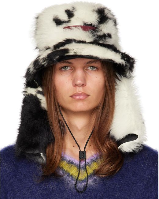 Marni Blue Quilted Shearling Hat for men