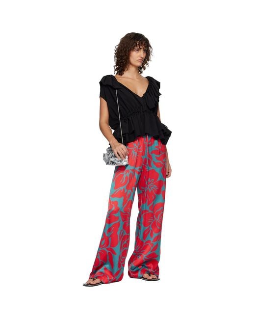 Dries Van Noten Red Elasticated Trousers