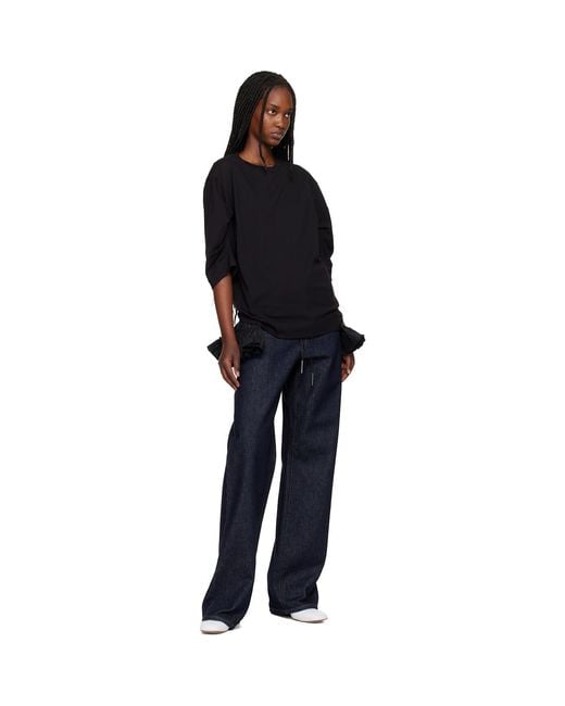 Dries Van Noten Black Ruffled Cotton Waist Belt