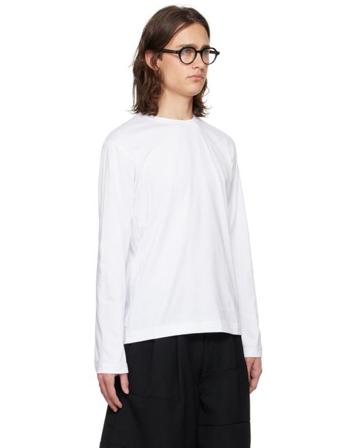 メンズ Comme des Garçons ホワイト クルーネック 長袖tシャツ White