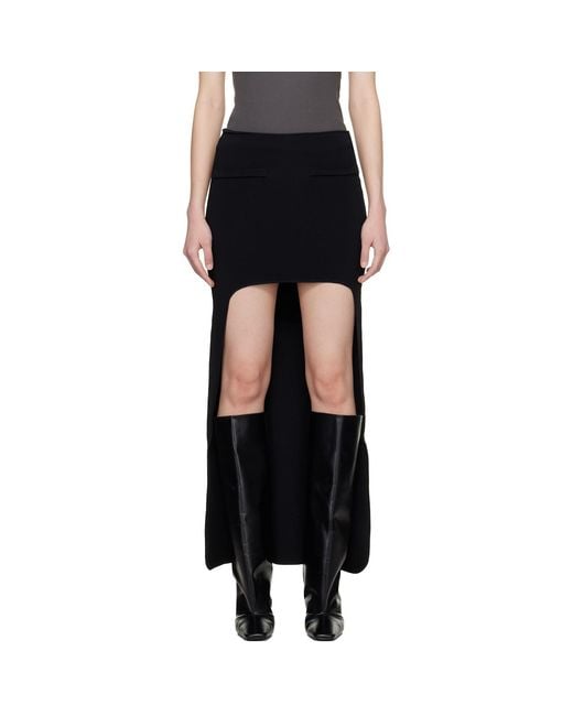 Courreges Black Circle Edged Long Knit Midi Skirt