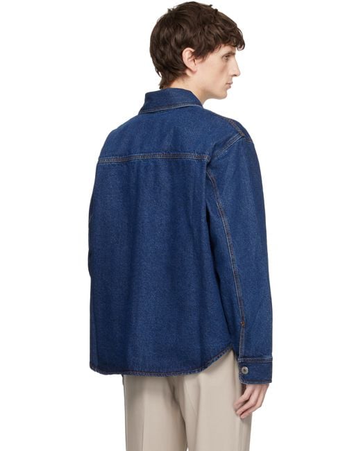 メンズ AMI ブルー Ami De Coeur コットン デニム オーバーシャツ Blue