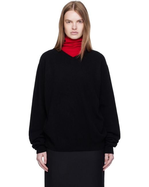 ARCH THE Black Cashmere V-Neck Pullover Sweater
