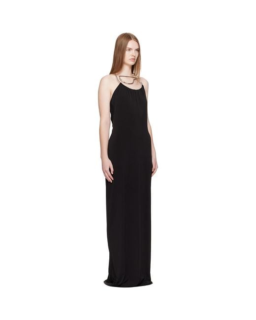 Coperni Black Logo Necklace Maxi Dress