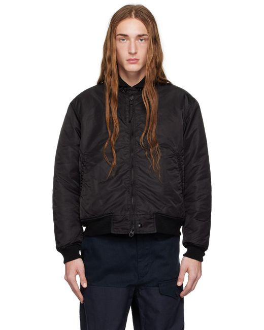 Engineered Garments Black Stand Collar Bomber Jacket for men