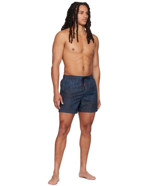 HUGO Blue Printed Swim Shorts for men