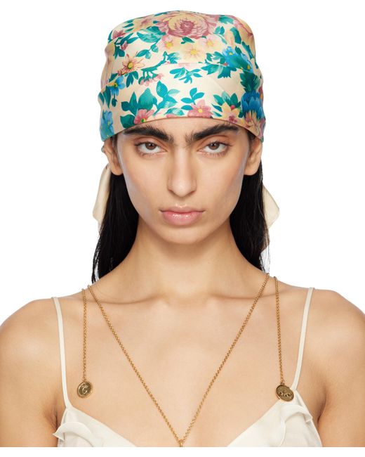 Chloé ベージュ 'The Peonies' スカーフ Blue