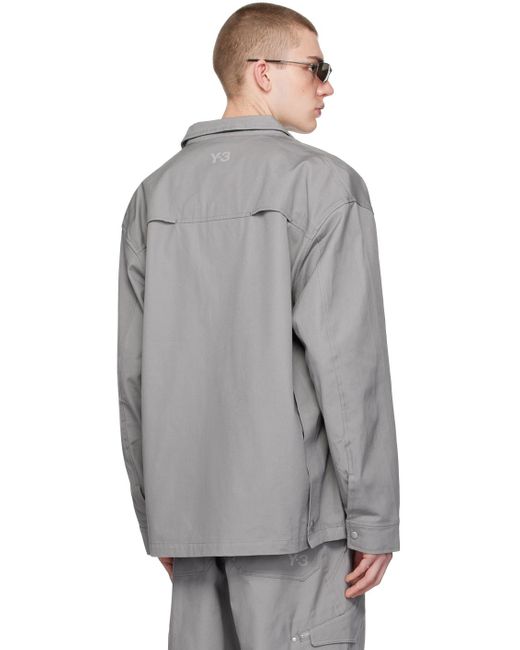 メンズ Y-3 グレー ポケット ジャケット Gray