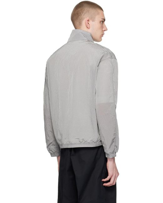 Blouson gris en taffetas texturé Emporio Armani pour homme en coloris Gray