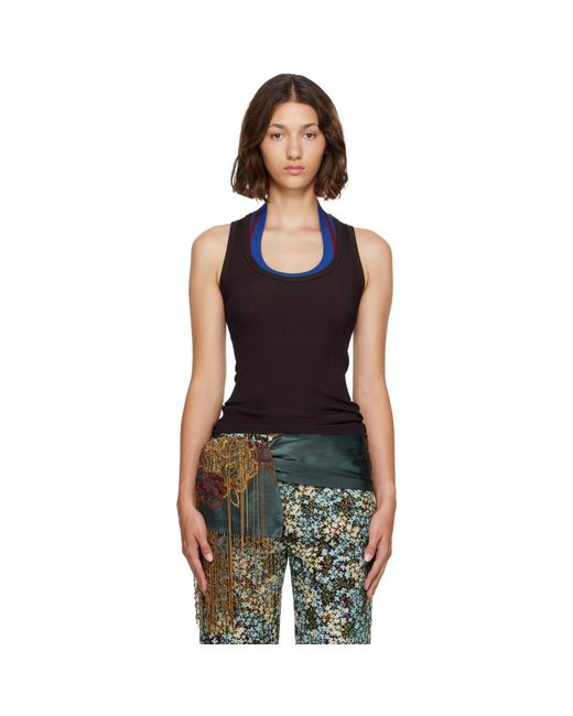 Dries Van Noten Black Ribbed Tank Top