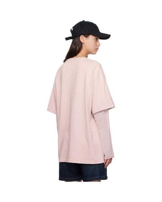 Acne Pink Layered Print T-Shirt