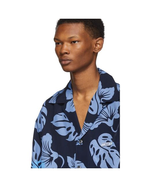 Prada Blue Floral Shirt for Men | Lyst