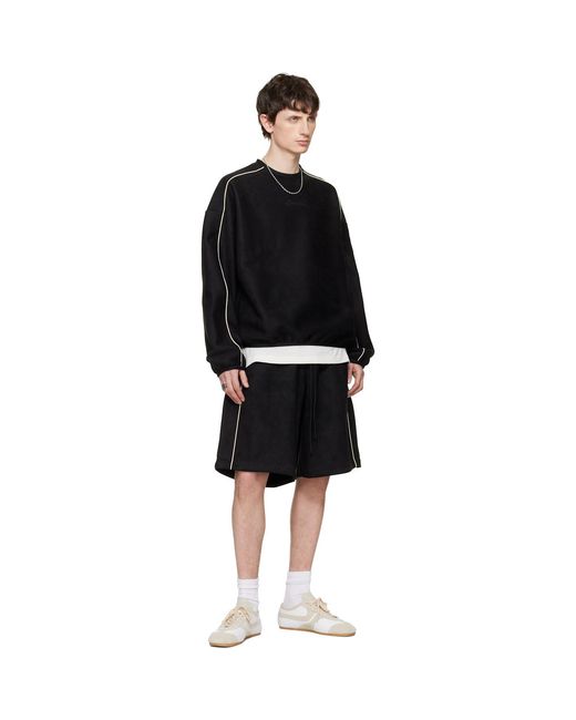 Fear Of God Black Signature Modern Crewneck Faux-Suede Sweatshirt for men