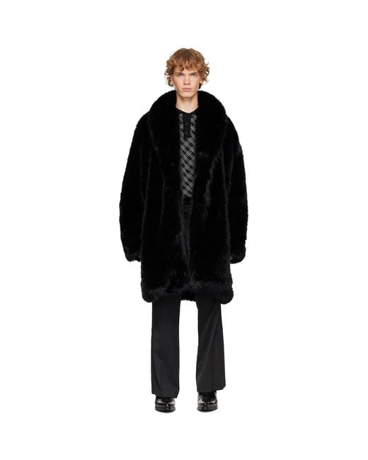 Ernest W. Baker Black Faux-Fur Coat for men