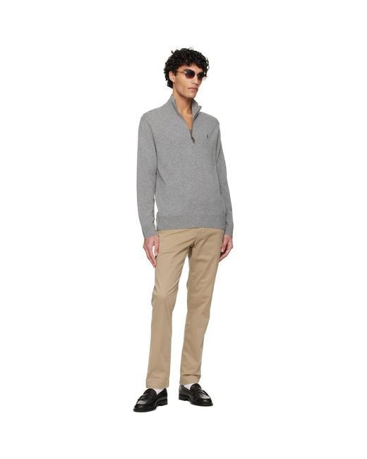 Polo Ralph Lauren Black Wool Quarter Zip Sweater for men