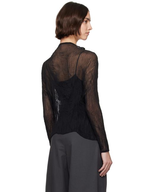Issey Miyake Black Chiffon Twist Bk/Wt-56 Blouse