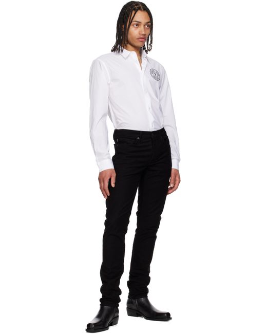 メンズ Versace Jeans Couture ホワイト レターVエンブレム シャツ White