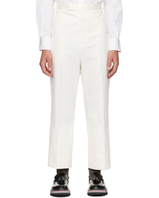 Thom Browne White Rolled Cuff Trousers for men