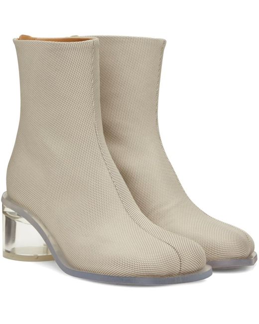 Bottes anatomic blanc cassé à talon MM6 by Maison Martin Margiela en coloris Gray