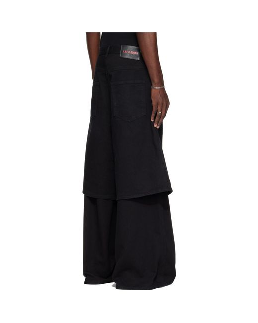Lu'u Dan Black Double-Deck Denim Jeans for men