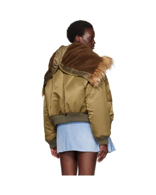 August Barron Metallic Khaki Triple Bomber Jacket