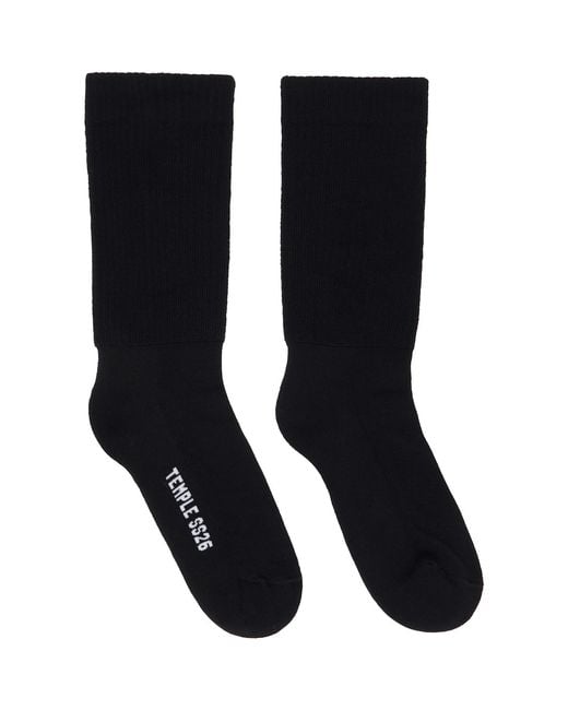 Rick Owens Black Temple Mid Calf Socks for men