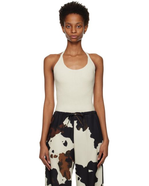 Dries Van Noten Black Off-white Halter Bodysuit