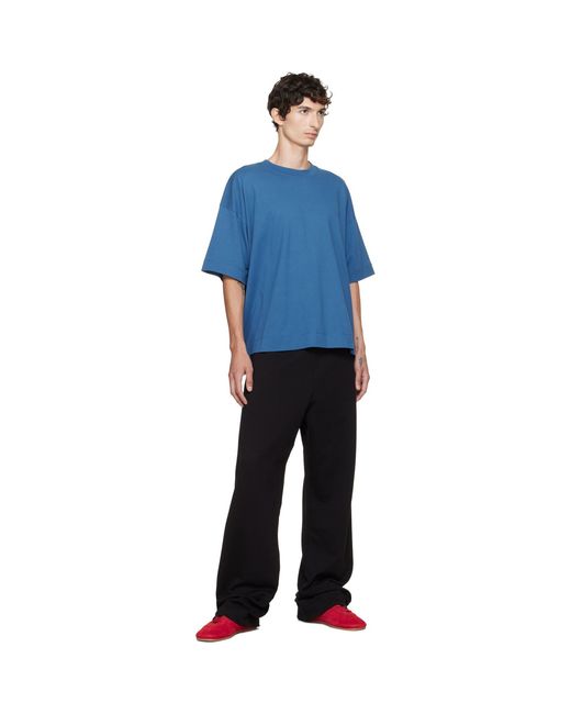 Dries Van Noten Blue Dropped Shoulder T-Shirt for men