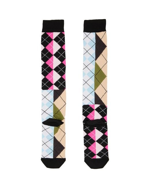 Chopova Lowena Black Argyle Long Socks
