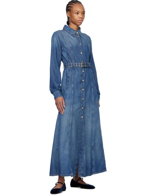 Ganni Black Belted Denim Maxi Dress