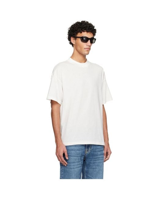 Fear Of God White Off- Holiday Embroidered Essential T-Shirt for men