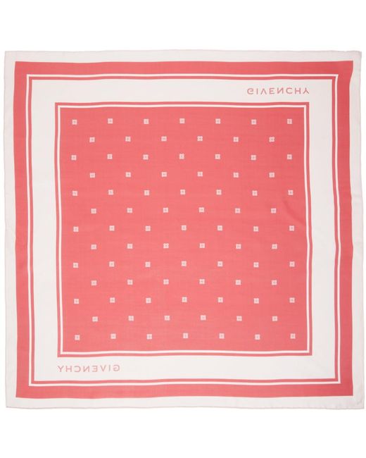 Foulard carré rose à motif 4g de style plumetis imprimé Givenchy en coloris Pink