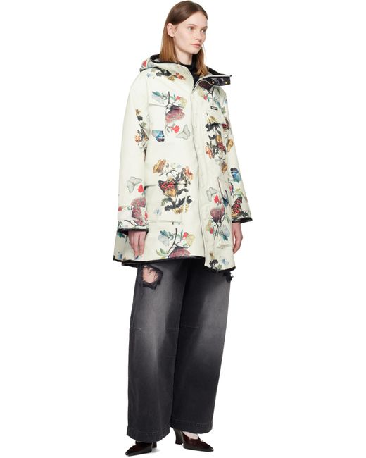 Undercover White Off- Floral Technical Coat